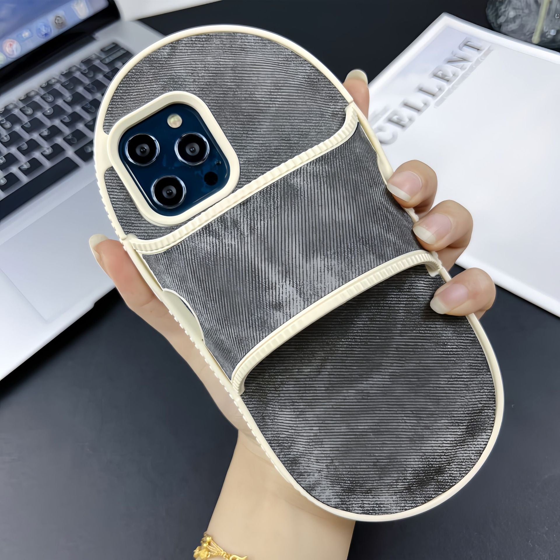 For iPhone 12 Pro Max Kickstand Case Denim Slipper Design Mirror Function TPU Phone Cover For iPhone 12 Pro Max Kickstand Case Denim Slipper Design Mirror Function TPU Phone Cover